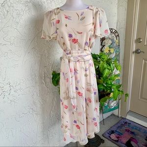 VTG 70s SILK AJ Bari Chiffon Petals Dress